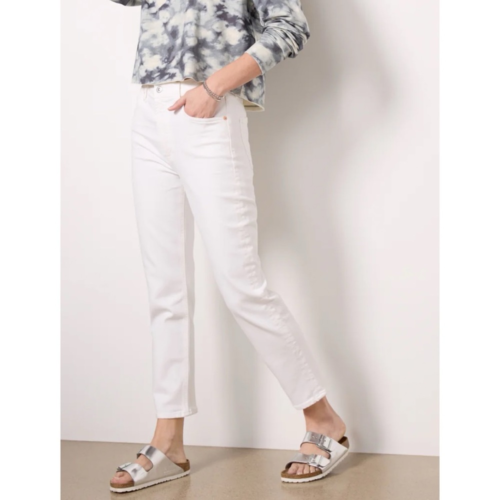 Citizens Of Humanity White Isola Straight Leg Crop Jeans, 25